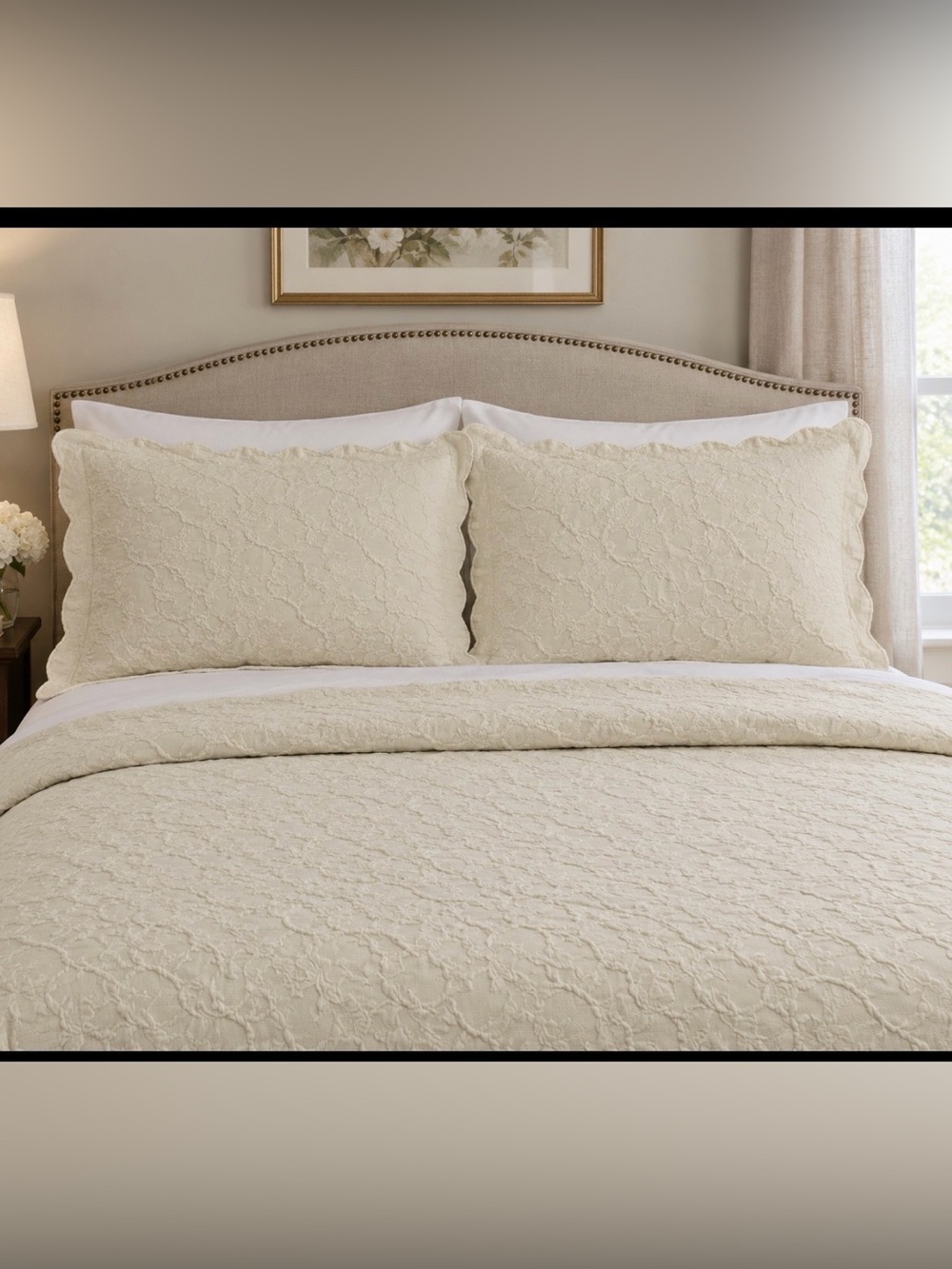 Columbine Cody Cream Farmhouse Home Bedding Pillow Shams  - Soft Textured Design